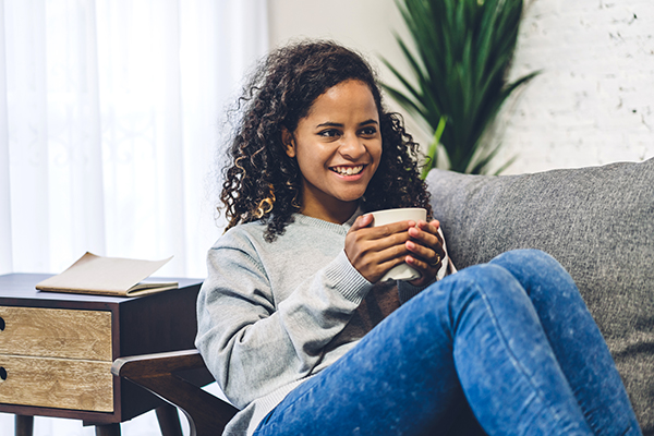 lady holding a mug